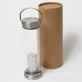 400ml Double Wall Infuse Glass Water Bottle Private Label with Stainless Steel Lids